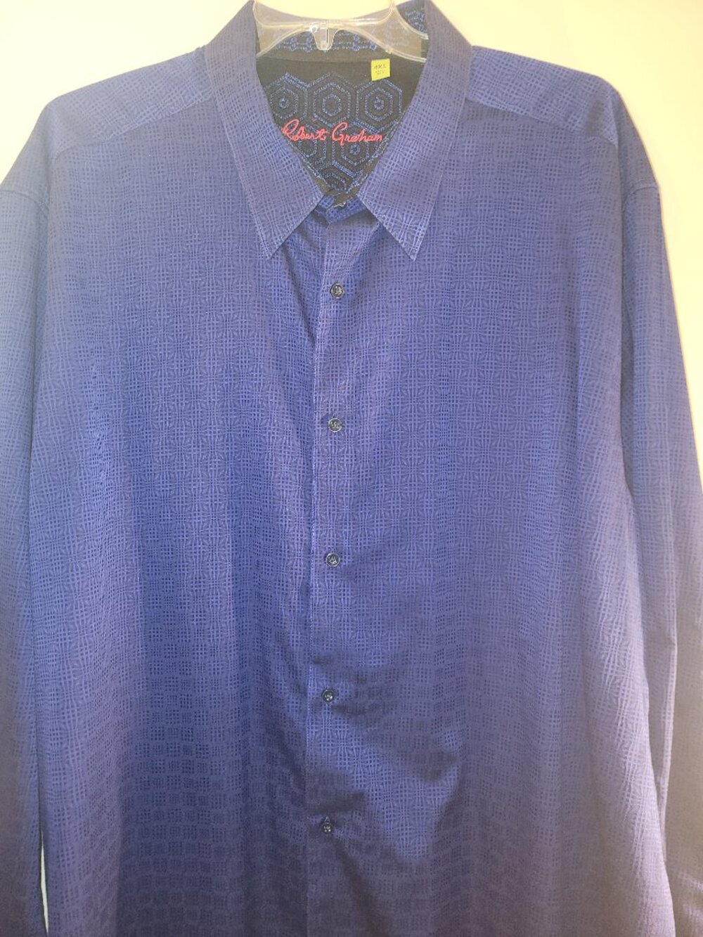 Robert Graham Men’s L/S Blue and Black Sharkskin Shirt 4XL